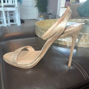 Steve Madden Women's Wafer Open-toe High Heels Shoes Metallic Strappy Sz 7